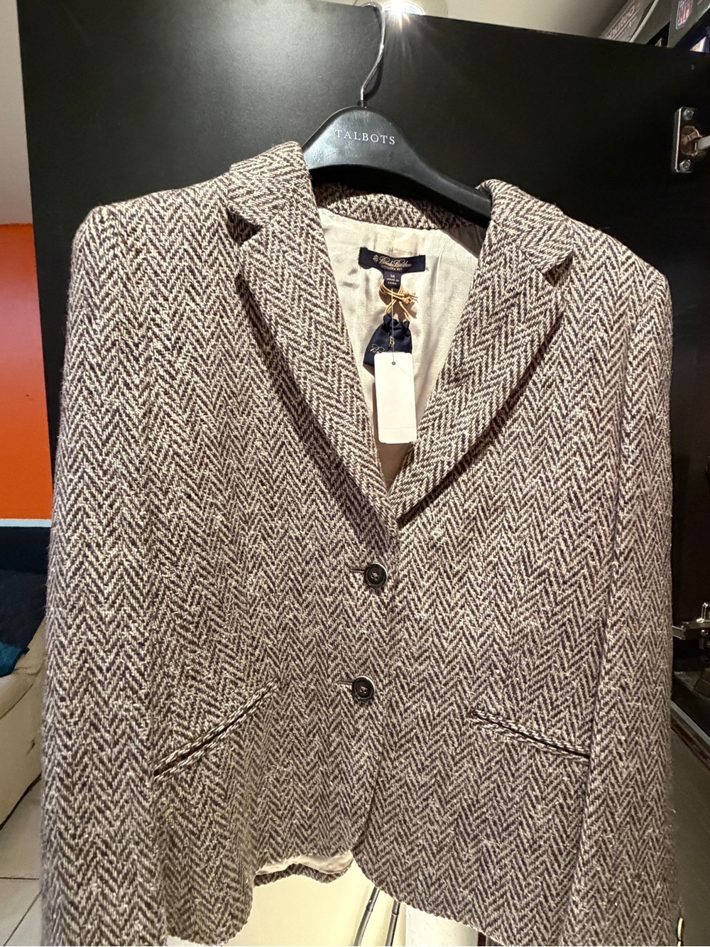 Brooks Brothers Tweed Herringbone Blazer - Brown & Cream Women’s Size 14